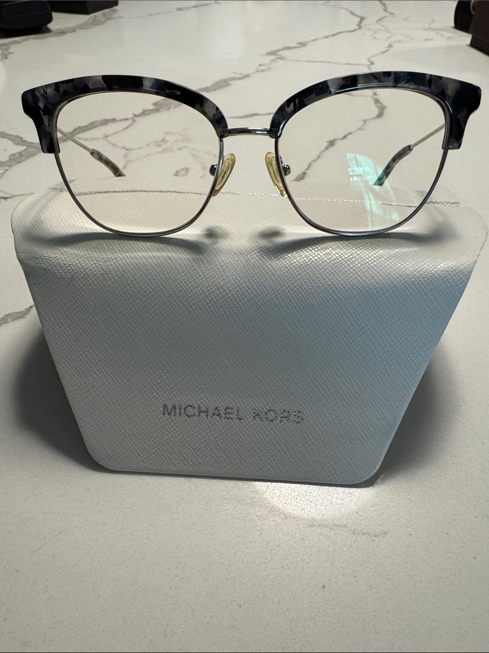 Michael Kors Gray Tortoiseshell-Top Cat Eye Glasses-